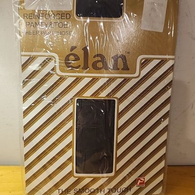 Elan Queen Size Panty Hose  1980s New Old Stock Vintage Off -Black